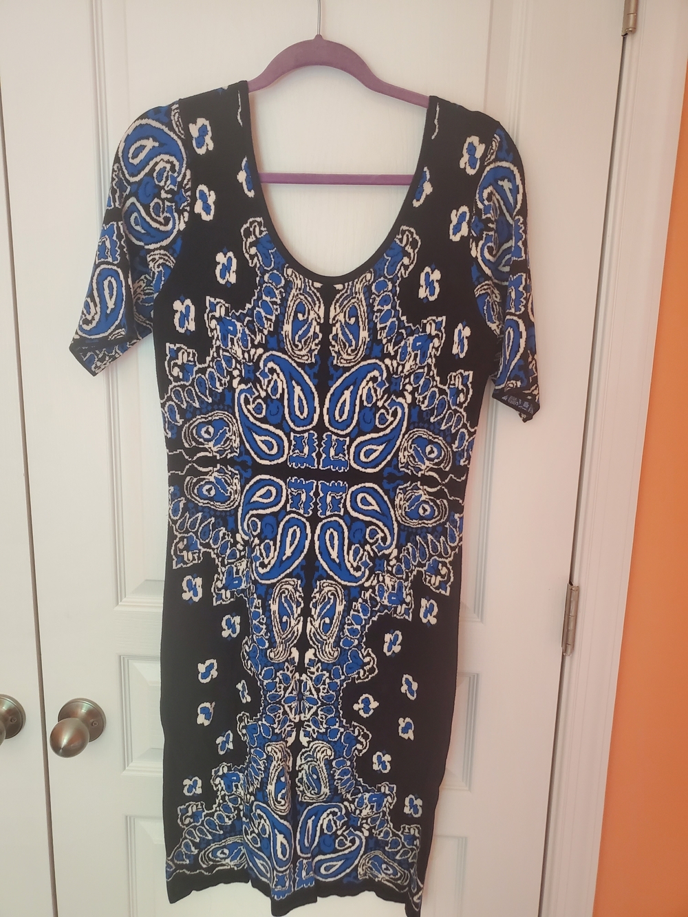 Laundry by Design Black and Blue Paisley Midi Dress